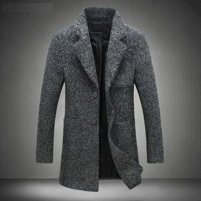 Мужской Длинный плащ Тренч теплое зимнее пальто из шерсти 40% 5xl 2019|Плащи и тренчи| |