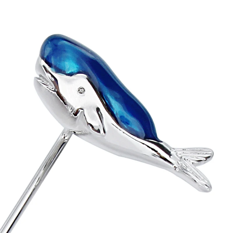 Синяя эмалированная Китовая брошь булавка ювелирные изделия длинные иглы