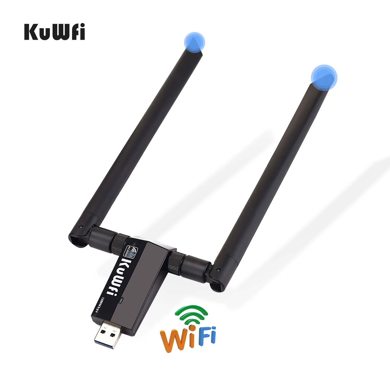 KuWFi mini USB3.0 Wifi адаптер 1200 Мбит/с 5dBi Антенна ПК USB Wi-Fi приемник Двухдиапазонная высокоскоростная Беспроводная сетевая карта