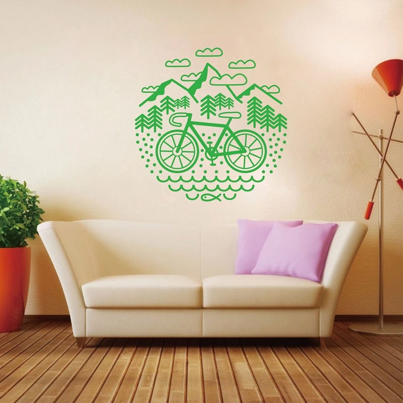 Велосипедов и горы Наклейка на стену Велоспорт гравия велосипед виниловые