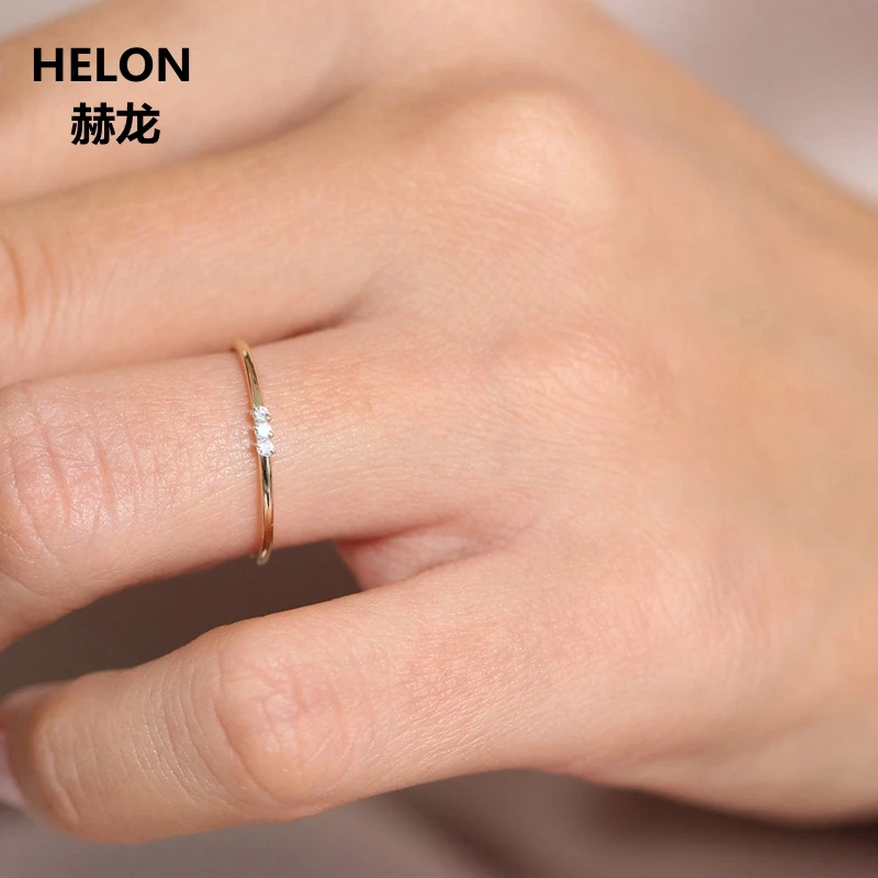 Обручальное женское кольцо из желтого золота с 3 камнями 0 03ct SI/H|Кольца| |