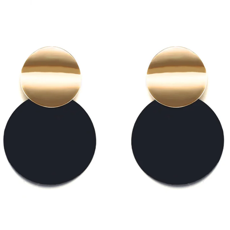 Женские серьги пусеты круглые металлические золотистого цвета 2019|earring trendy|fashion stud