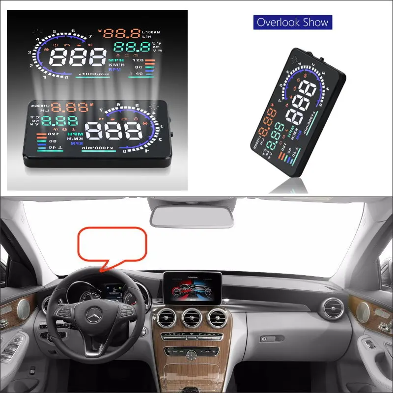 Car HUD Head Up Display For Mercedes-Benz A/B/C/E/G/M/R/S Class AUTO Refkecting Windshield Visual Display Safe Driving Projector