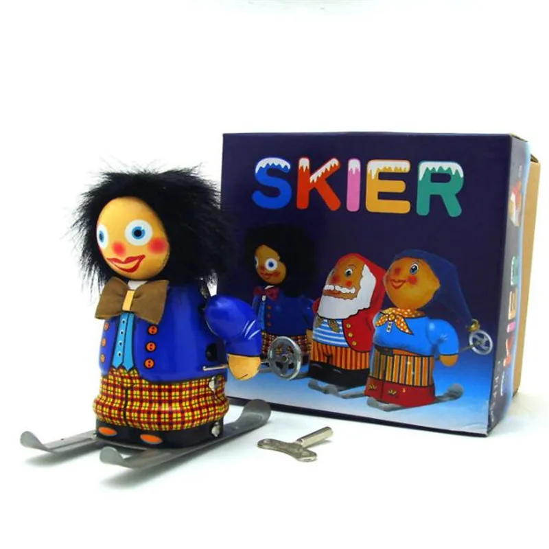 Винтажная Ретро Лыжная девочка робот Коллекционная оловянная Игрушка