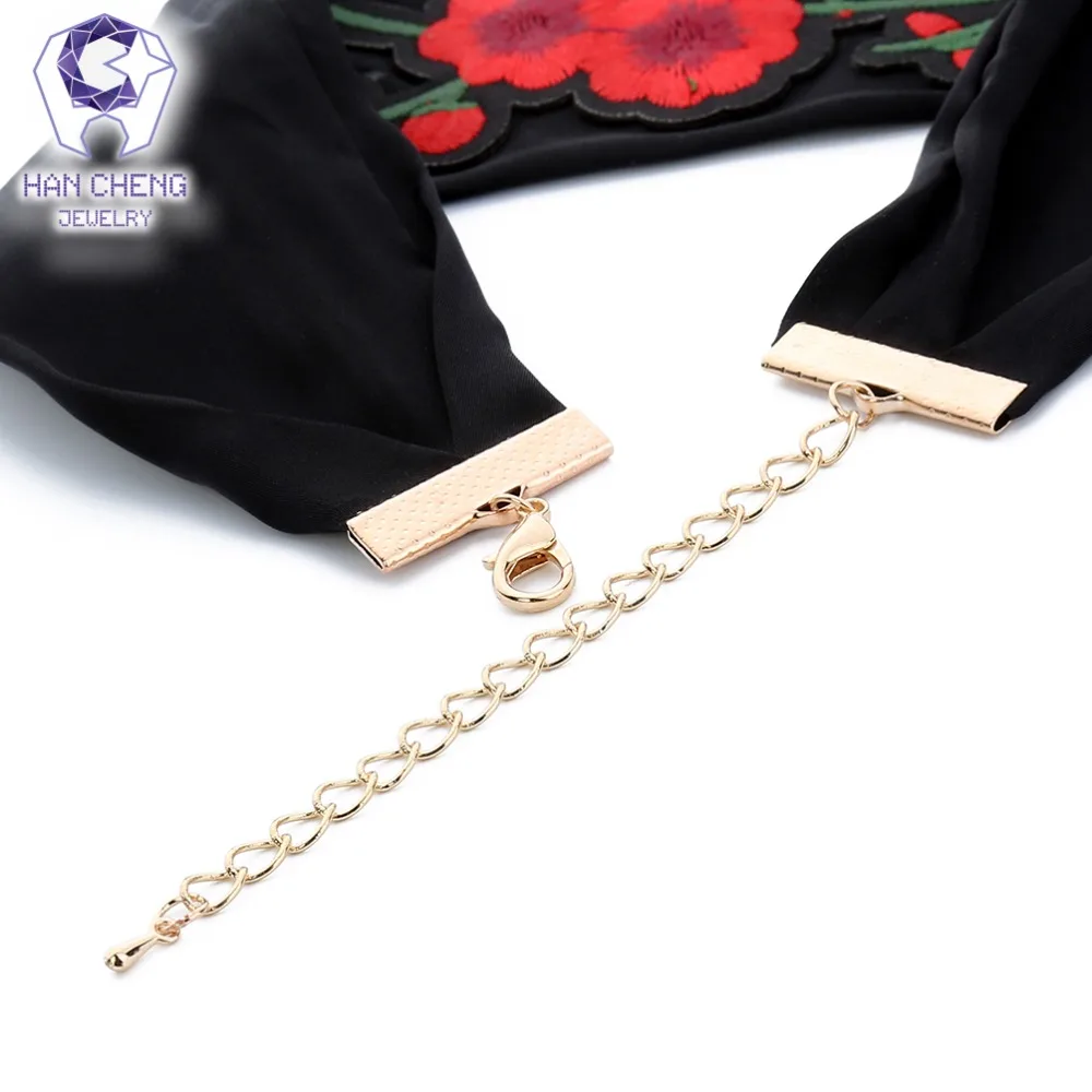HanCheng New Fashion Flowers Butterfly Silk Ribbon Choker Necklace Women Embroidery Necklaces Tattoo Statement collar jewelry | Украшения и