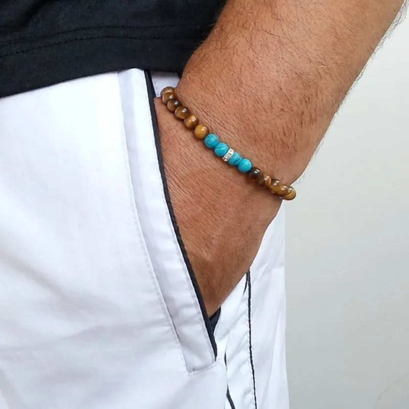 

Beaded Bracelet men Jewelry fashion Luxury handmade 6mm stone Beads charm bracelets &bangles mujer hombre pulseira joyas gift