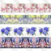 custom watercolor flower ribbon grosgrain polyester ribbons diy hairbows wedding decor tape 50 yard