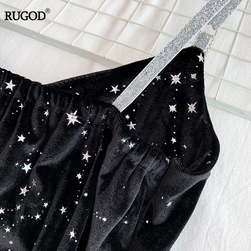 RUGOD, новинка, шикарное, шикарное, с блестками, со звездами, мини платье, женское, летнее, элегантное, Velutum, платья для вечеринок, Клубное платье, Vestidos размера плюс