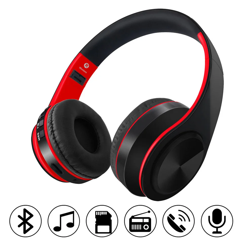 Red Беспроводные наушники с Bluetooth, Спортивная гарнитура, 3,5 мм разъем, игровая гарнитура с микрофоном для sony, наушники для телефона, компьютера, ПК - Цвет: Red