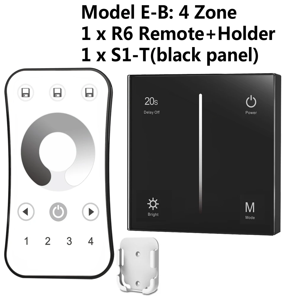 Model E Black AC симистор светодиодный диммер 220V 230V 110V Беспроводной РЧ с регулируемой яркостью ручка переключателя с 2,4G пульт дистанционного управления для одного Цвет светодиодный лампы - Цвет: Model E Black