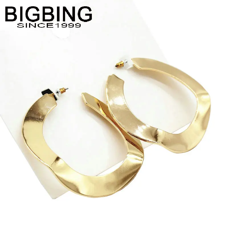 Большие серьги гвоздики V074 BIGBING золотой серебряный Цветной Круг модная Ювелирная