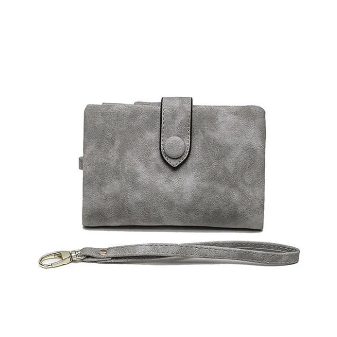 grey Модный потертый кошелек Harsp портативный большой емкости короткий кошелек для карт женский кошелек розовый красный коричневый зеленый синий - Цвет: grey