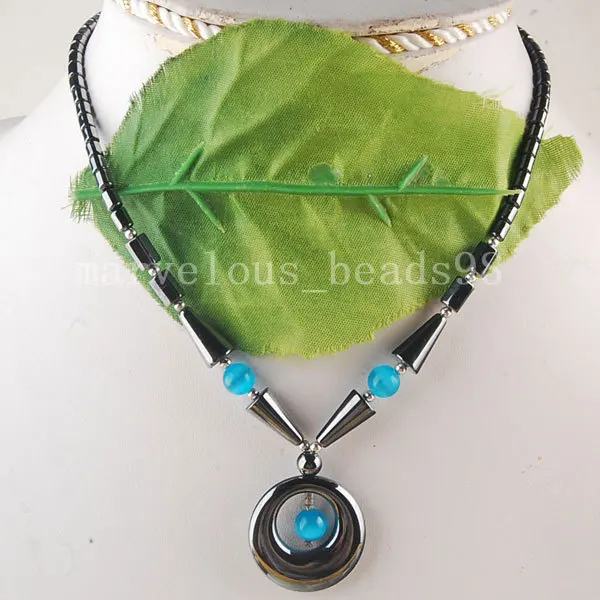 Бесплатная доставка Модные украшения черный немагнитных Гематит круглый кулон