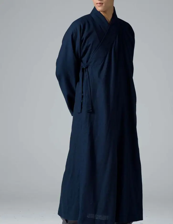 unisex Spring&ampAutumn cotton&amplinen Buddhist monk gown uniforms zen lay taoist robe meditation suits shaolin kung fu suit blue | Спорт и