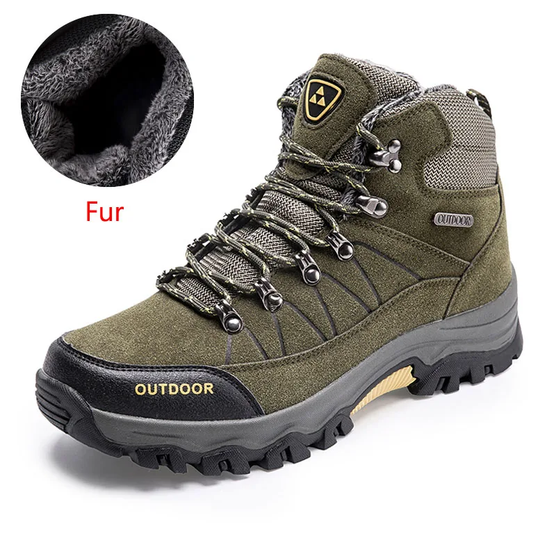 Fur Army Green ZHJLUT зимняя мужская теплая короткая плюшевая зимняя обувь Мужская Уличная походная спортивная обувь Высокое качество треккинг Скалолазание кроссовки размера плюс - Цвет: Fur Army Green