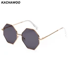 Kachawoo, большие винтажные женские солнцезащитные очки, многоугольная металлическая оправа, восьмиугольные очки для солнца, женские летние аксессуары