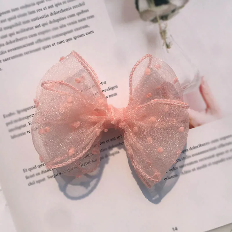 Оптовая продажа бутик 30 шт. модные милые марлевые заколки для волос с бантом