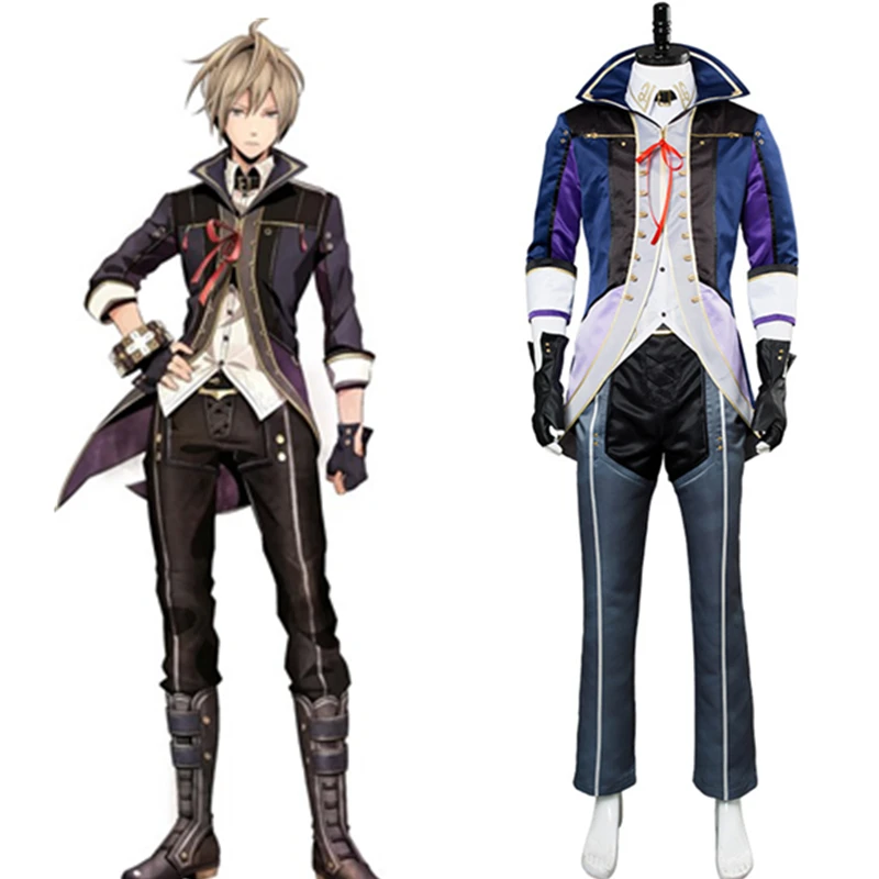God Eater 2 косплей костюм капитан юлий виконти водолазка синяя куртка брюки ожерелье