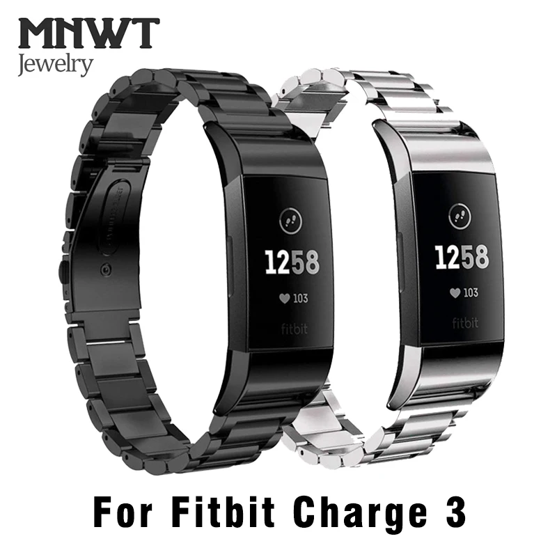 Металлический ремешок MNWT для Fitbit Charge 3 из нержавеющей стали браслета сменные