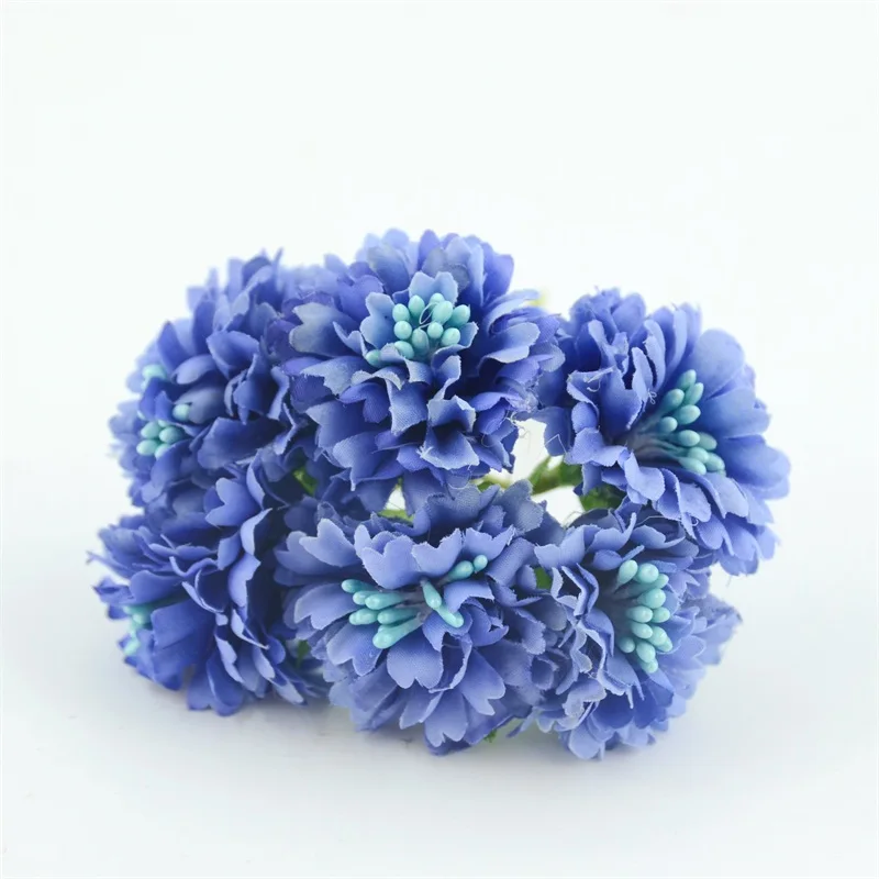 Royal blue 6 шт./лот, шелковые искусственные хризантемы, букет цветов для свадьбы, украшения дома, свадебные аксессуары, цветы розы - Цвет: Royal blue