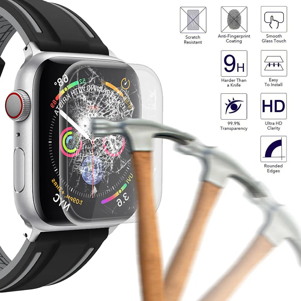 Защитная пленка для Apple Watch Series 4 40/44 мм полноразмерное HD закаленное стекло смарт