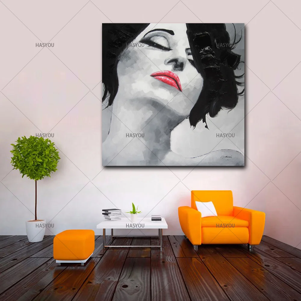 

New Style Handmade Abstract Portrait Paintings Art 100% Hand Painted Wall Decorative Sexy Woman Face Canvas Oil Paintings