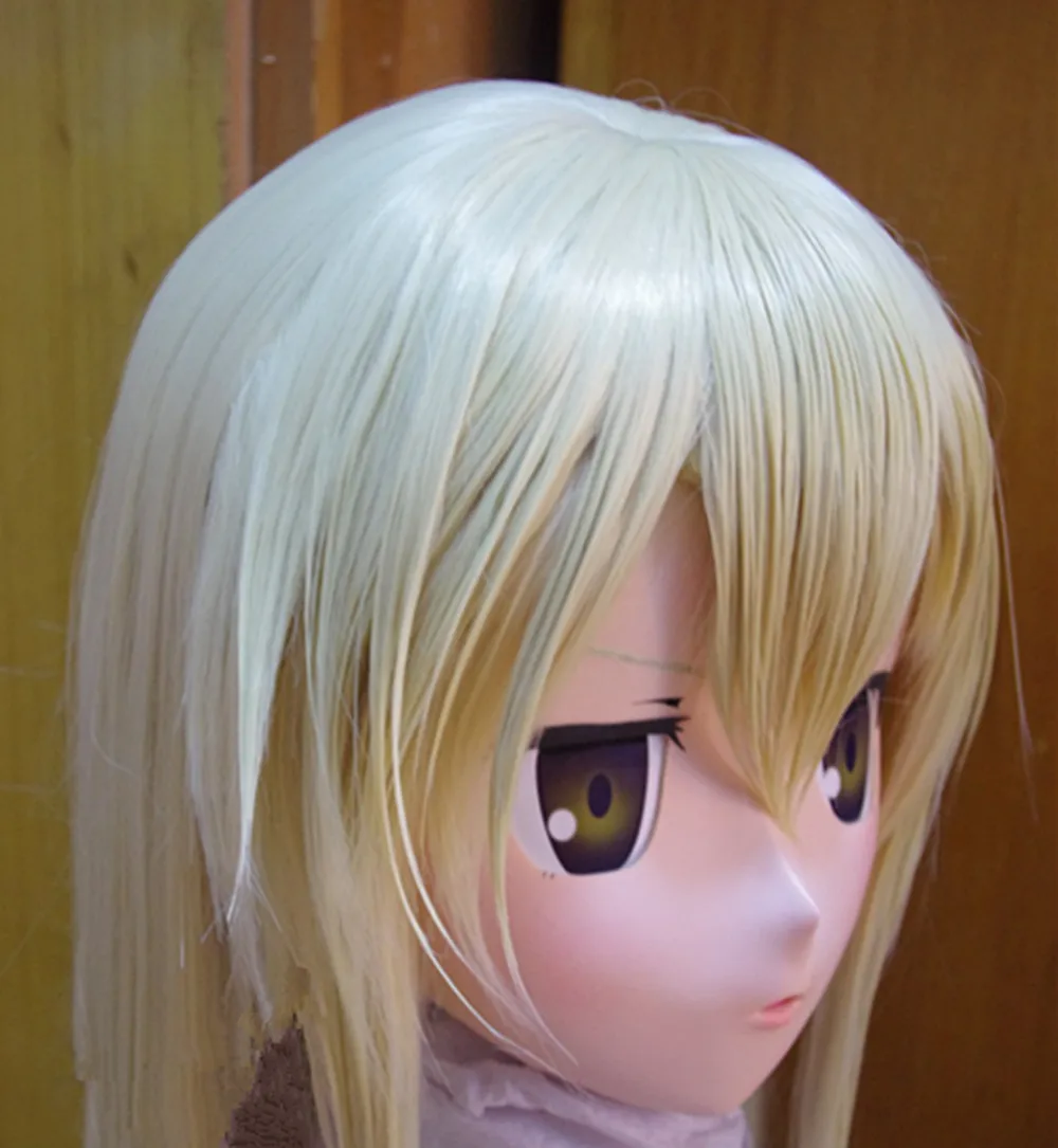 

(C2-020) Full Head Female Anime Mask with WIG Cosplay Kigurumi Zentai Suit Crossdresser Kigurumi Skin Halloween Fetish Masks