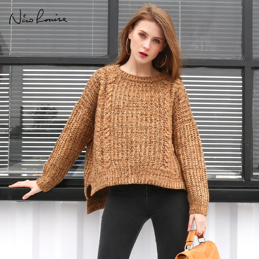 Модный весенне-осенний свитер для женщин пуловеры женский джемпер оверсайз с