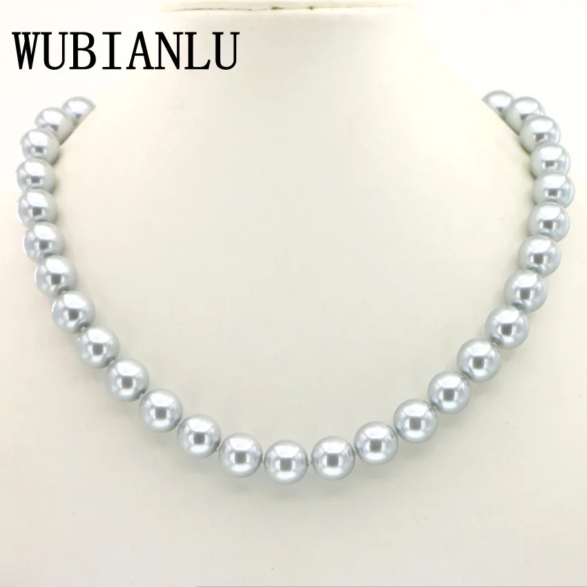 Ожерелье женское из серого стекла с жемчугом диаметром 12 мм 45 см | Украшения и