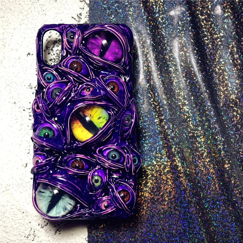 3D Cartoon New Arrival Color Collision Terror Eyes phone case For iphone 6 7 8 Plus X XS XR Hardcore Soft TPU Back Cover |