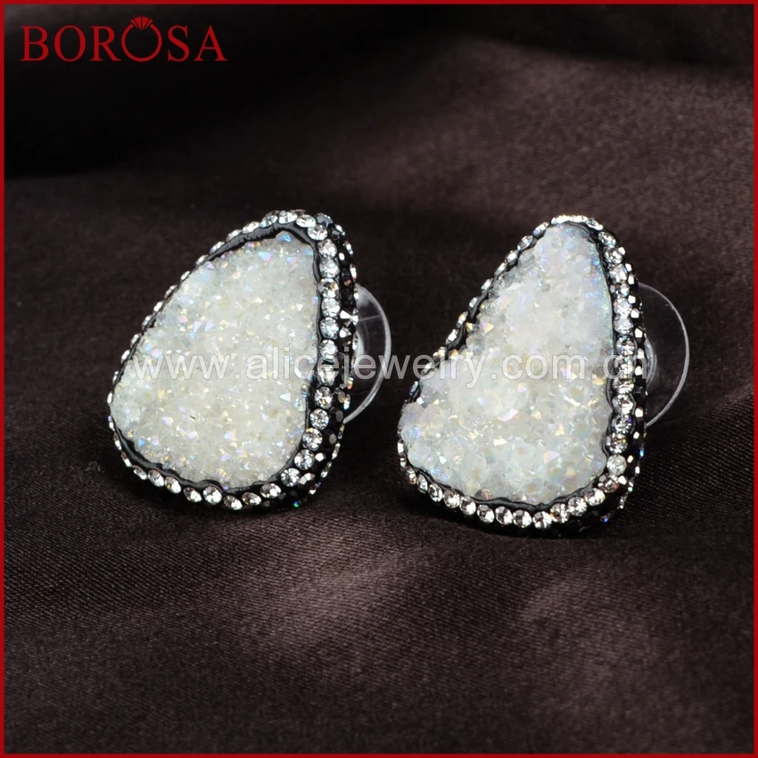 BOROSA Дизайн Щепка AB Цвет Треугольники кристалл Druzy серьги проложить CZ краями