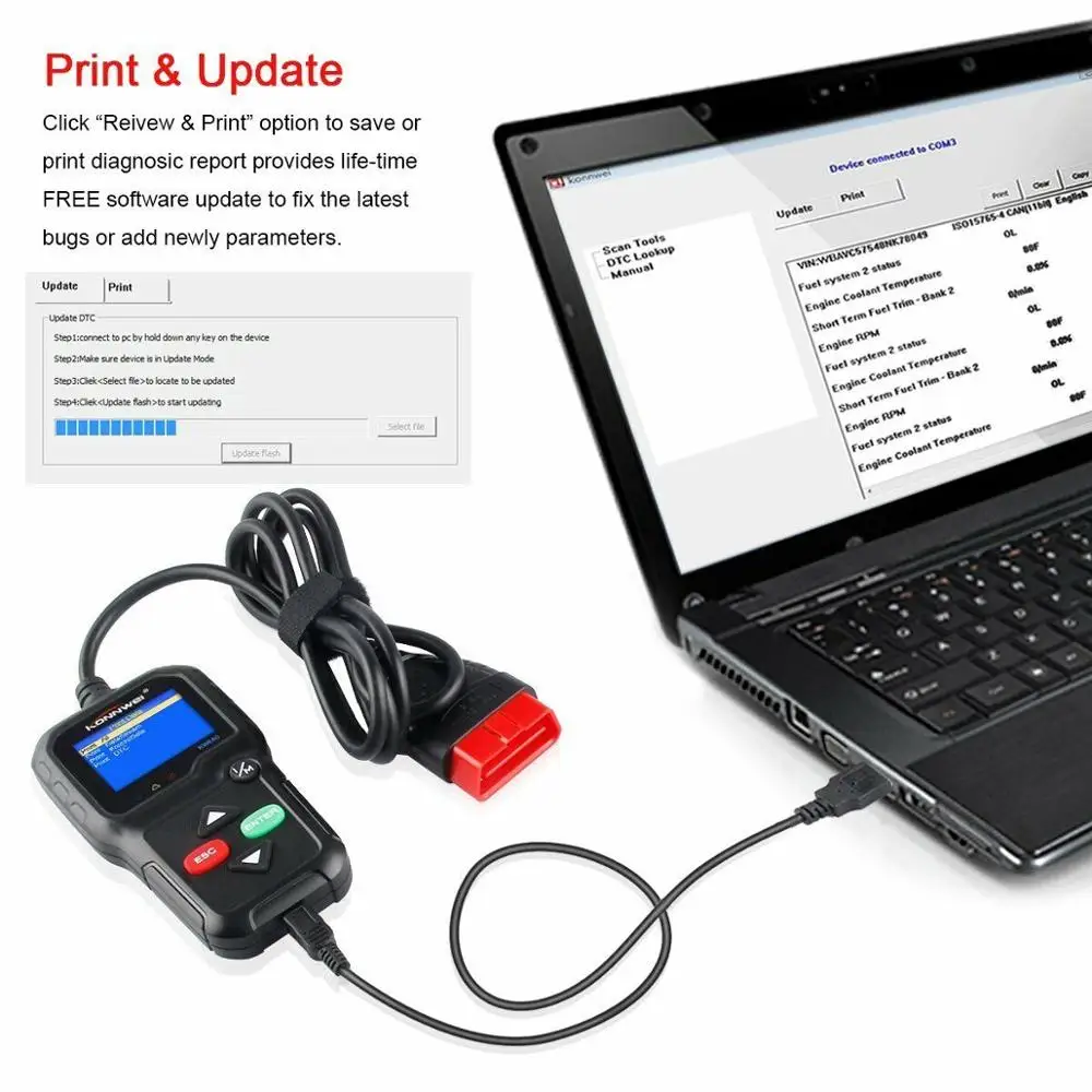 OBD2 сканер OBD Автомобильный диагностический инструмент KONNWEI KW680 чтение понятных