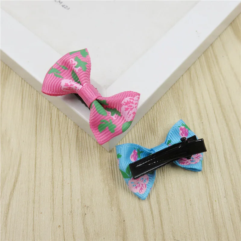2PCS/LOT Peony Flower Small Bow Hairpin For Girls Handmade Child Elastic Hair Bands Scrunchy Clip Accessories Kids 2018 |