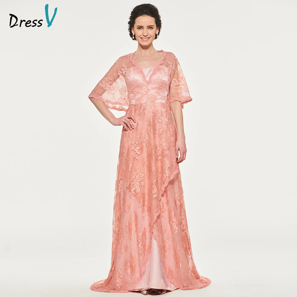 Dressv элегантное платье для матери невесты с v образным вырезом со шлейфом рукавом