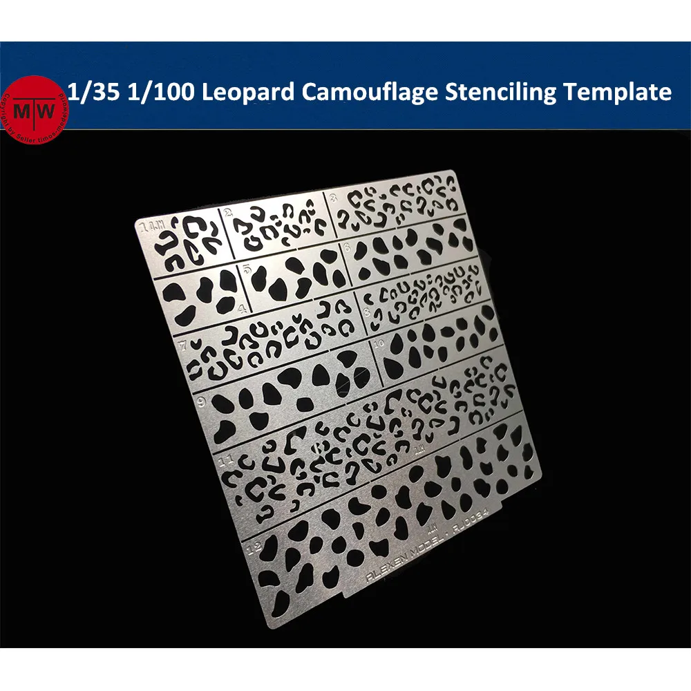 

1/35 1/100 Scale Leopard Camouflage Stenciling Template Leakage Spray Plate Tool for Gundam Military Model Kits AJ0034