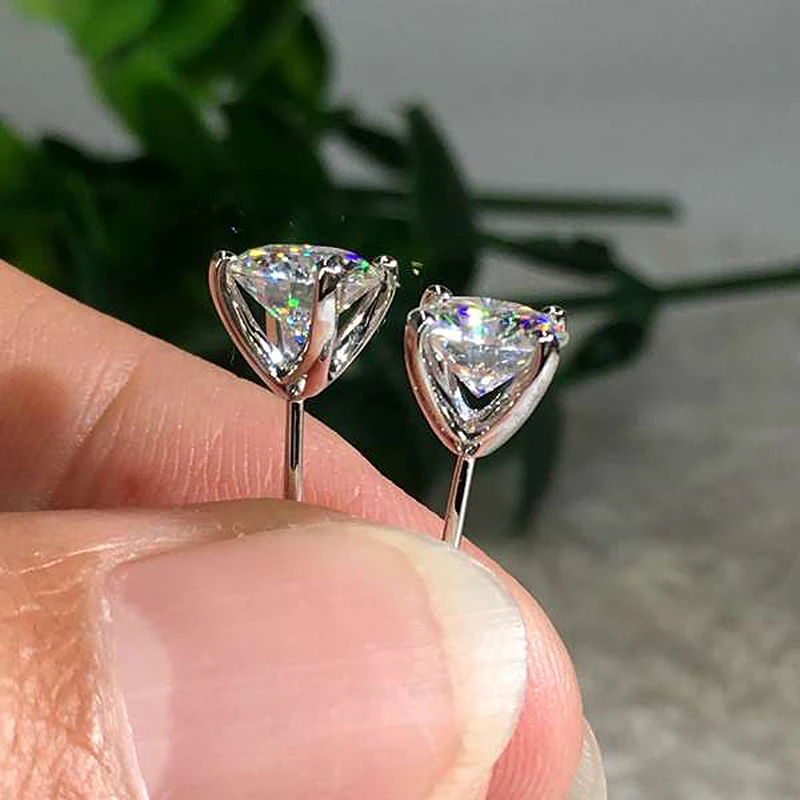 

Genuine 18K White And Yellow Gold AU750 Moissanite Earrings 1Ctw DF Color Test Positive Lab Diamond Earrings For Women