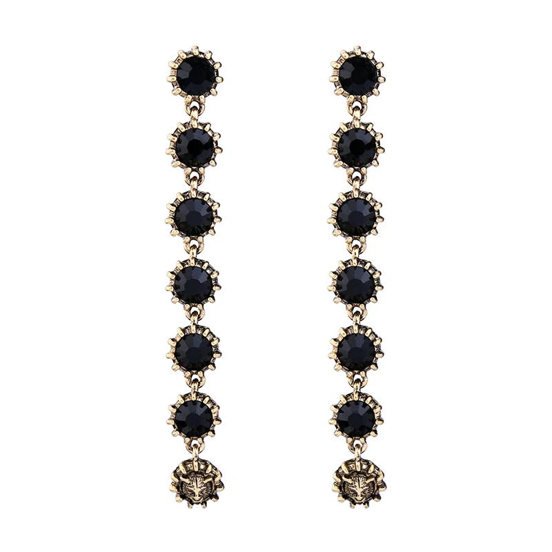 black earring Ювелирные изделия joolim оптом/заявление голова животного длинные серьги Nekclace комплект украшений для вечеринки - Окраска металла: black earring