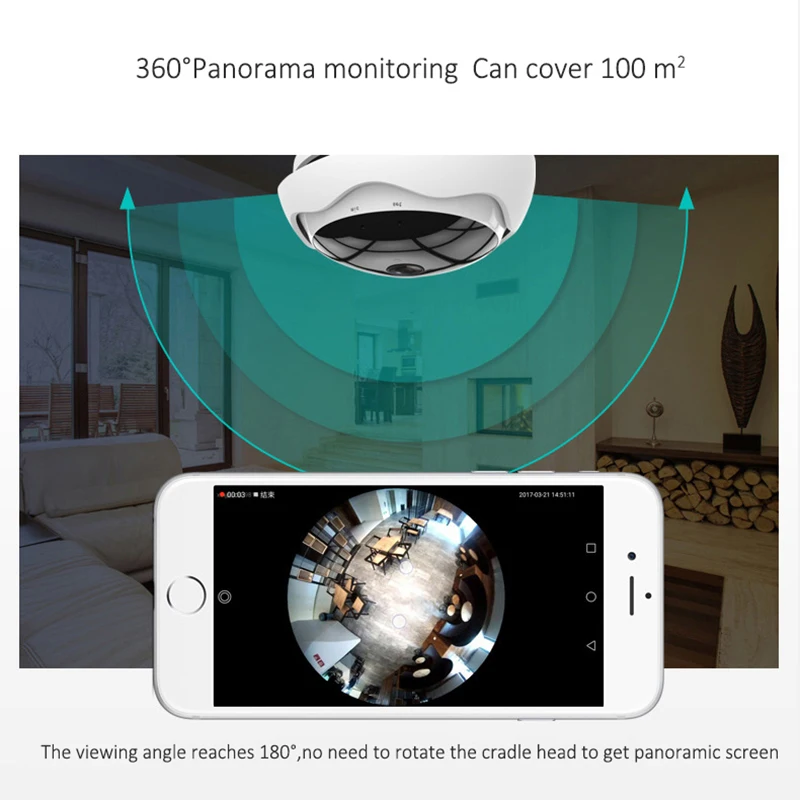 Ip камера открытая Wifi HD 360 градусов панорамная 2МП рыбий глаз CCTV наблюдения ночное