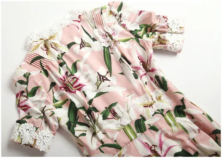 Женское платье средней длины Svoryxiu, разноцветное элегантное вечернее платье по индивидуальному заказу с принтом в виде цветов лилии, пуговицами и кружевной вышивкой на лето