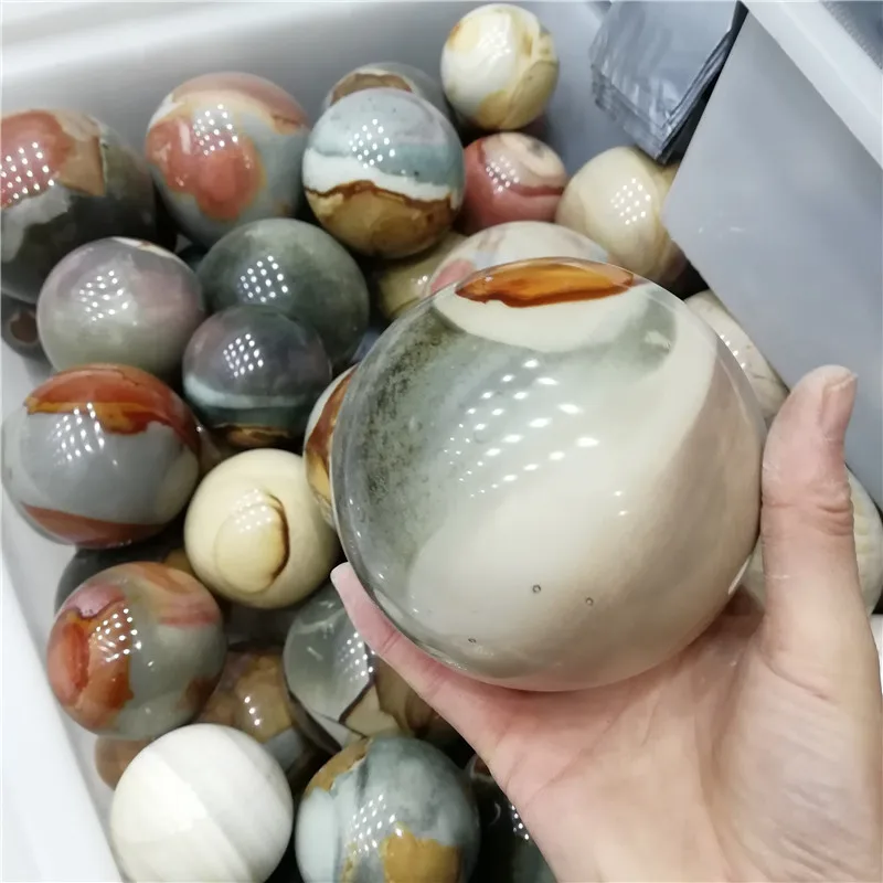 Оптовая продажа натуральный океан вода трава агат камень шарики Целебный Камень