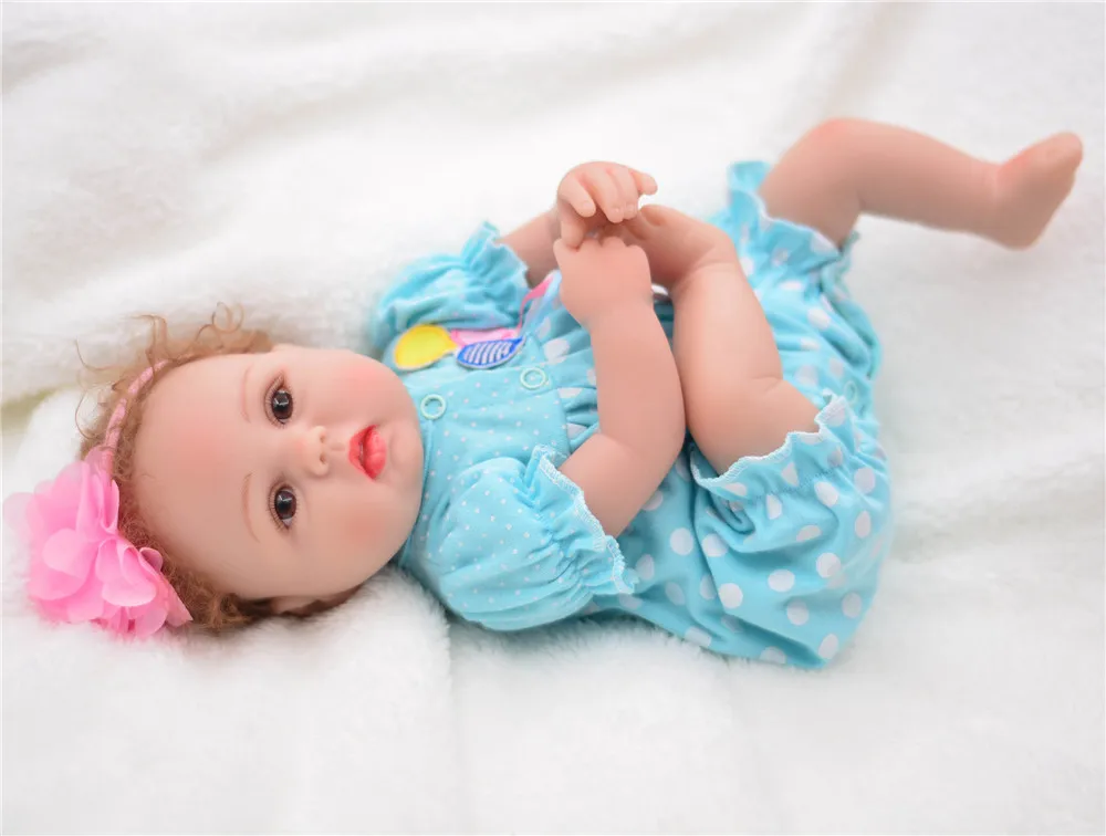 Мягкие нетоксичные куклы Bebe Reborn Girl Alive Silicone Sweet Princess Bonece игрушки с синей одеждой