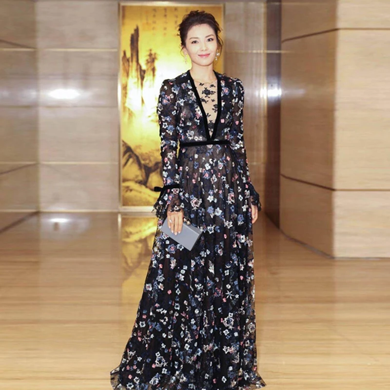 Высокое качество Новая мода 2018 взлетно-посадочной полосы платье Для женщин с