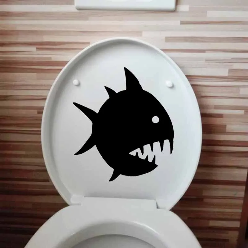 YOJA 21.3X24.1CM Cartoon Piranha Fish Toilet Seat Decal Wall Sticker Bedroom Home Decor T5-0438 | Дом и сад