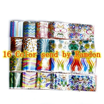 16pcs Random Colors Лалич 16 шт./компл. звездное небо фон для ногтей, переводные наклейки геометрический Красочные линии нейл-арта украшения для кончиков ногтей Обертывания инструменты - Цвет: 16pcs Random Colors