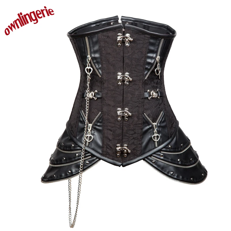Новое поступление 2017 корсет на талию Бюстье со стальными косточками топ стимпанк