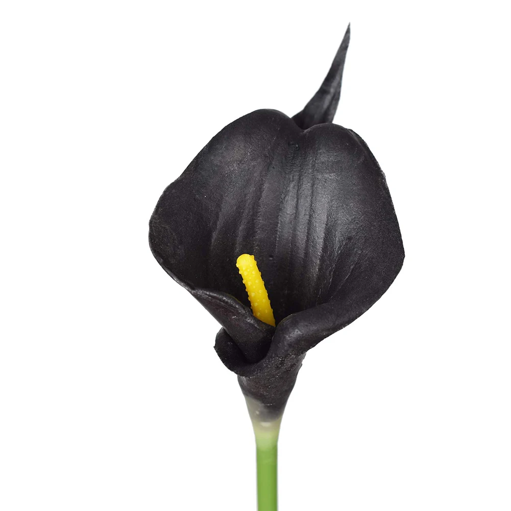 Черные искусственные цветы на ощупь из искусственной кожи Calla lily Флорес для