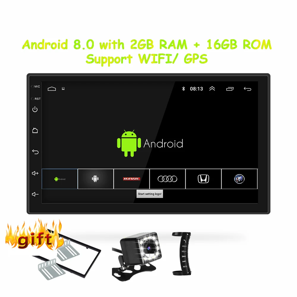 12 led all Android 8,0 Универсальное автомобильное радио 2 din автомобильное радио gps android 2 Гб ОЗУ+ 16 Гб ПЗУ dvd-плеер gps навигация wifi Bluetooth MP5 плеер - Цвет: 12 led all
