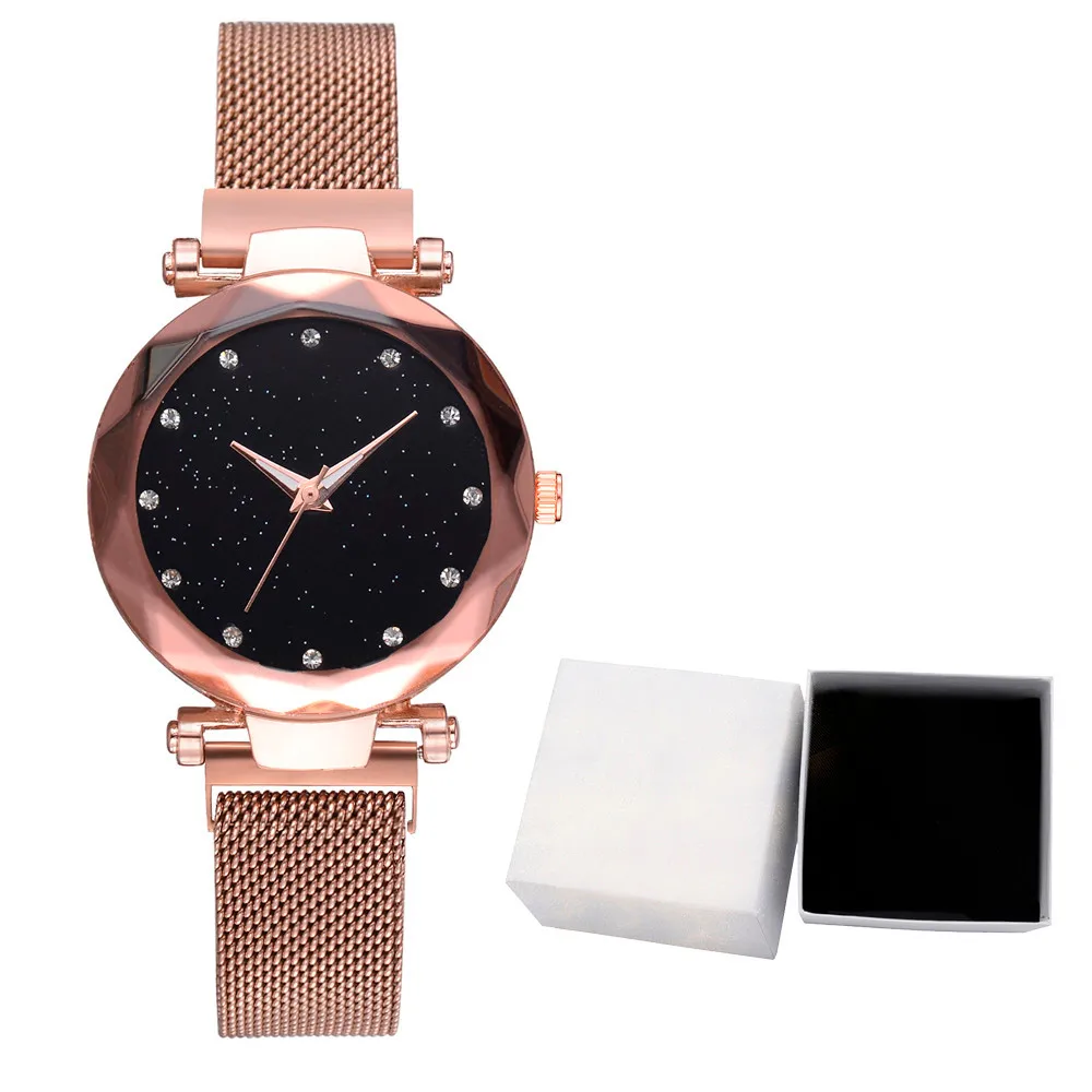 

Ladies Wrist Watch Fashion Starry Sky Dial Quartz Mesh Belt Magnetic Buckle With Box women watches minimalistic watch female