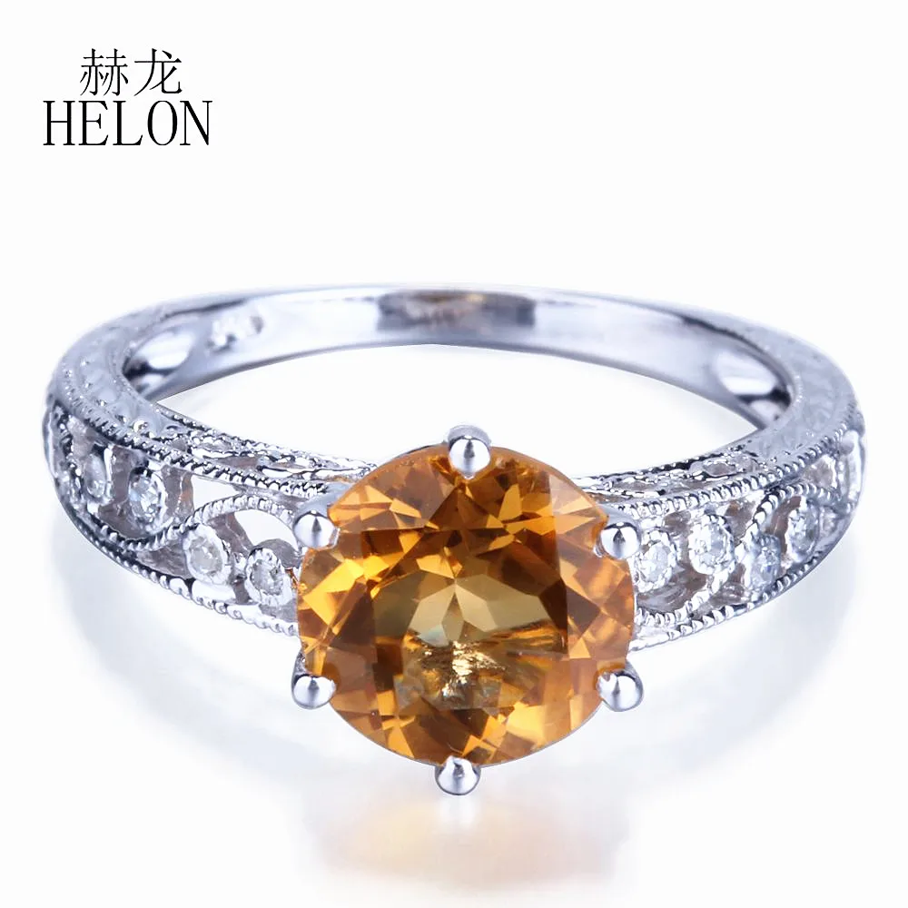 HELON Solid 14k белое золото 11-12 мм круглые натуральные бриллианты Halo полукрепление обручальное свадебное женское модное Ювелирное кольцо