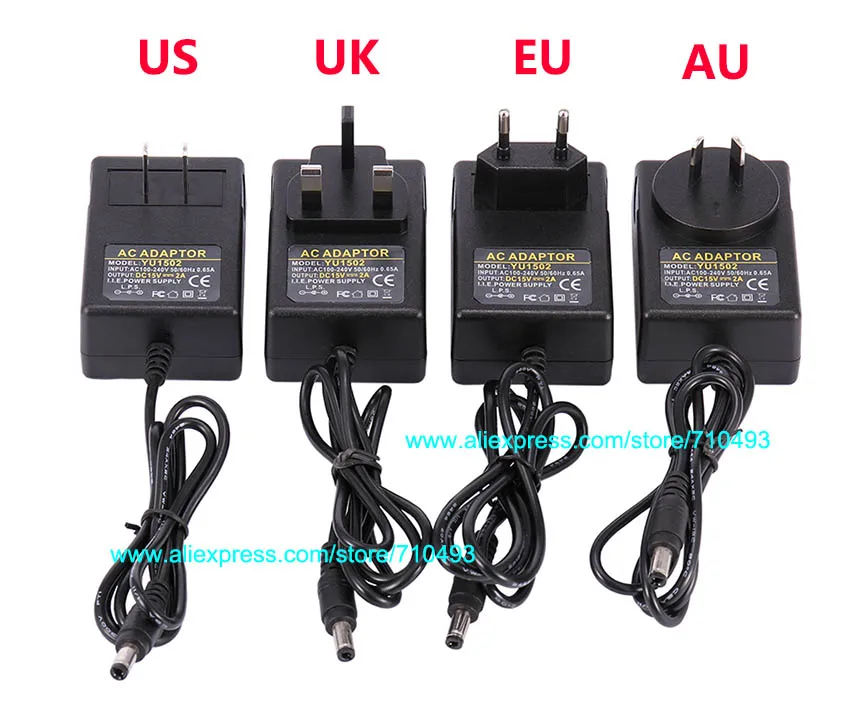 С чипом IC AC DC источник питания 15 в 2A адаптер 30 Вт Зарядное устройство 5 мм x 2